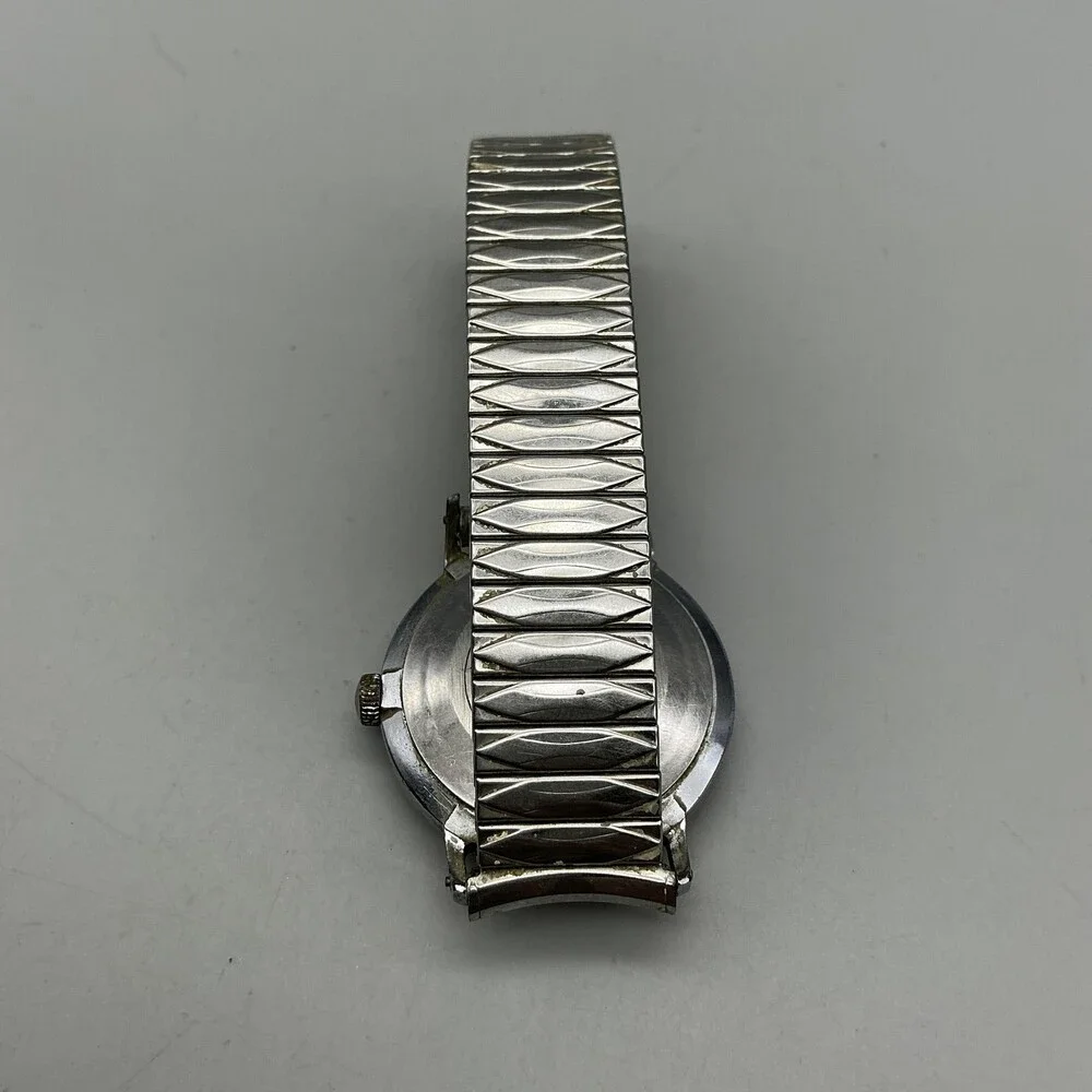 Vintage Timex Marlin Mens Watch 33mm Cracked Crystal Silver Tone Manual Wind